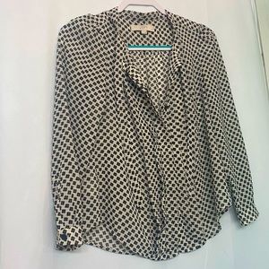 Loft Petite Pussycat Bow Ruffle Blouse EUC